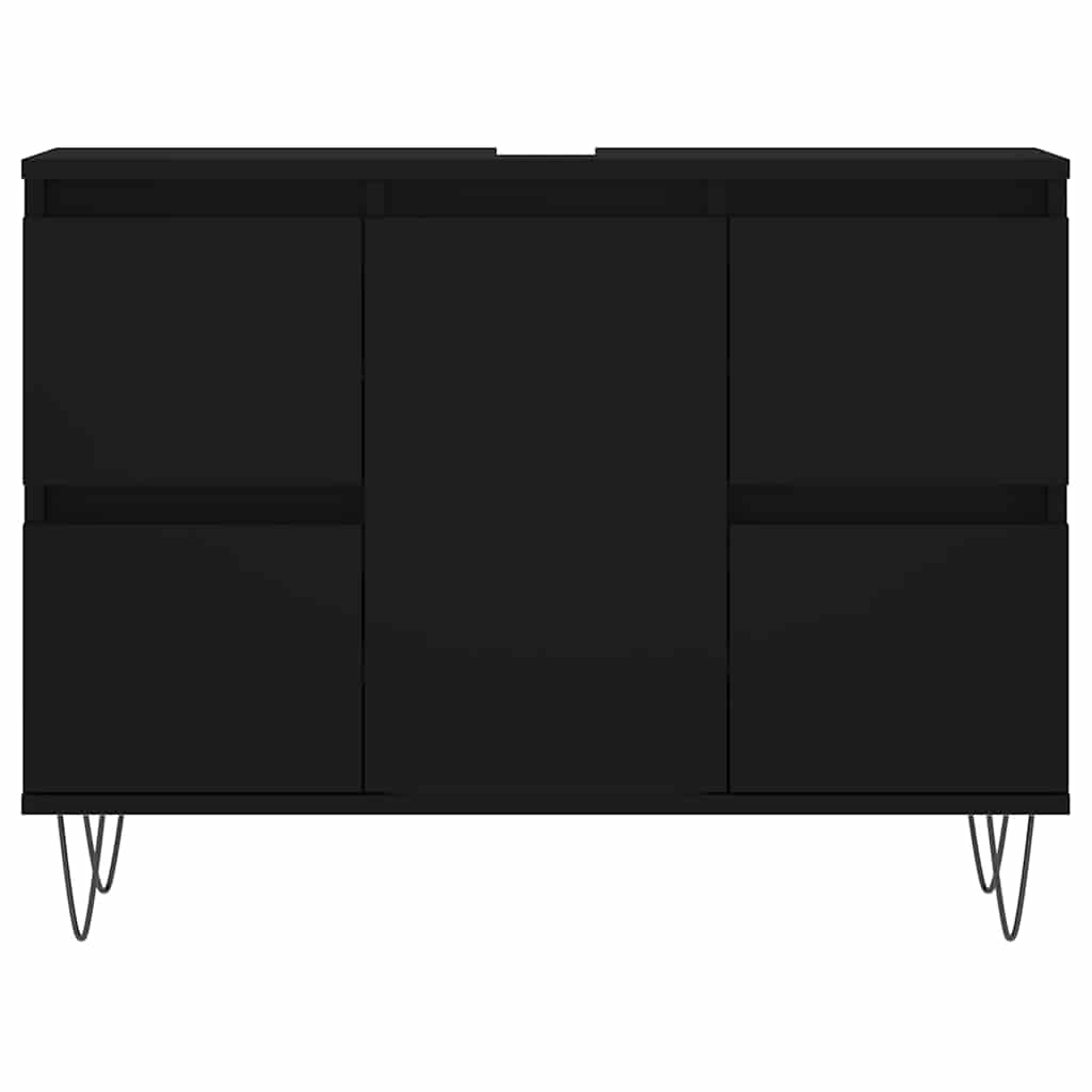 Koupelnová Skříňka Černá 80 X 33 X 60 Cm Kompozitní Dřevo