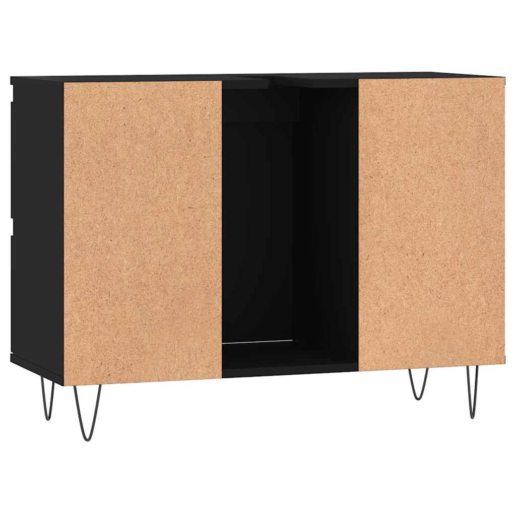 Koupelnová Skříňka Černá 80 X 33 X 60 Cm Kompozitní Dřevo