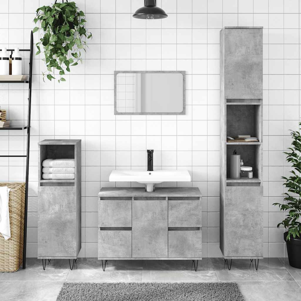 Koupelnová Skříňka Betonově Šedá 80X33X60 Cm Kompozitní Dřevo