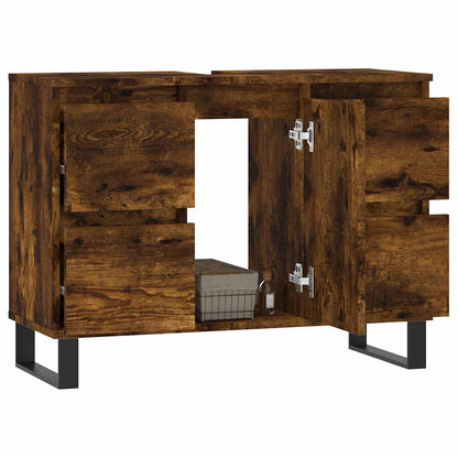Koupelnová Skříňka Kouřový Dub 80 X 33 X 60 Cm Kompozitní Dřevo