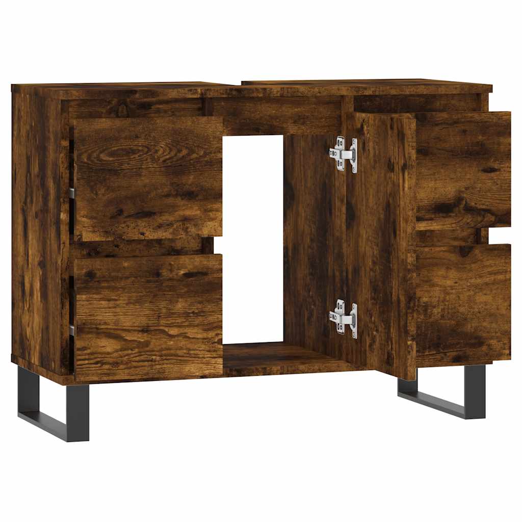 Koupelnová Skříňka Kouřový Dub 80 X 33 X 60 Cm Kompozitní Dřevo