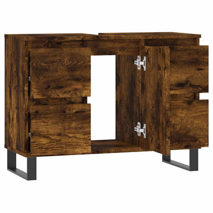 Koupelnová Skříňka Kouřový Dub 80 X 33 X 60 Cm Kompozitní Dřevo