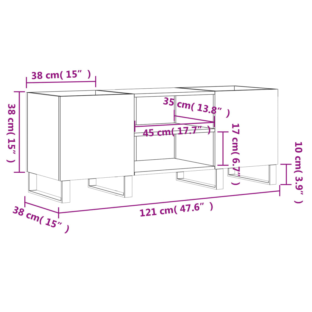 Skříňka Na Lp Desky Betonově Šedá 121X38X48 Cm Kompozitní Dřevo
