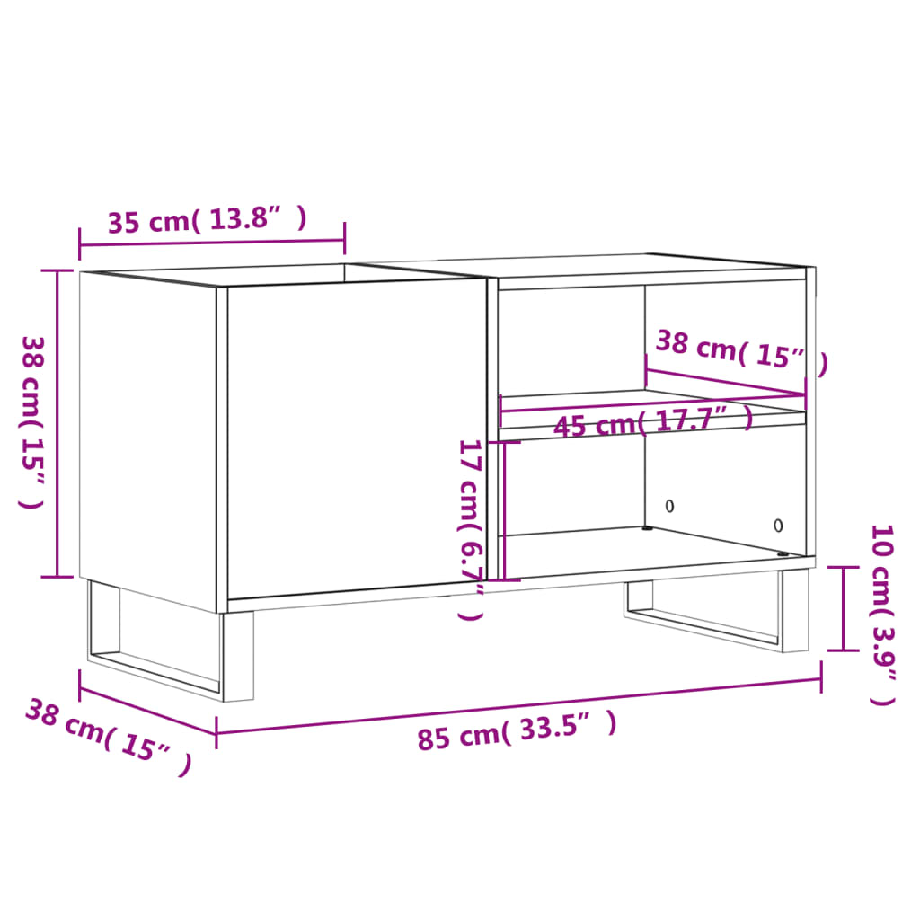 Skříňka Na Lp Desky 85 X 38 X 48 Cm Kompozitní Dřevo