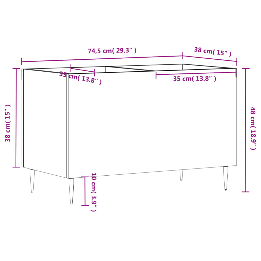 Skříňka Na Lp Desky Betonově Šedá 74,5X38X48Cm Kompozitní Dřevo