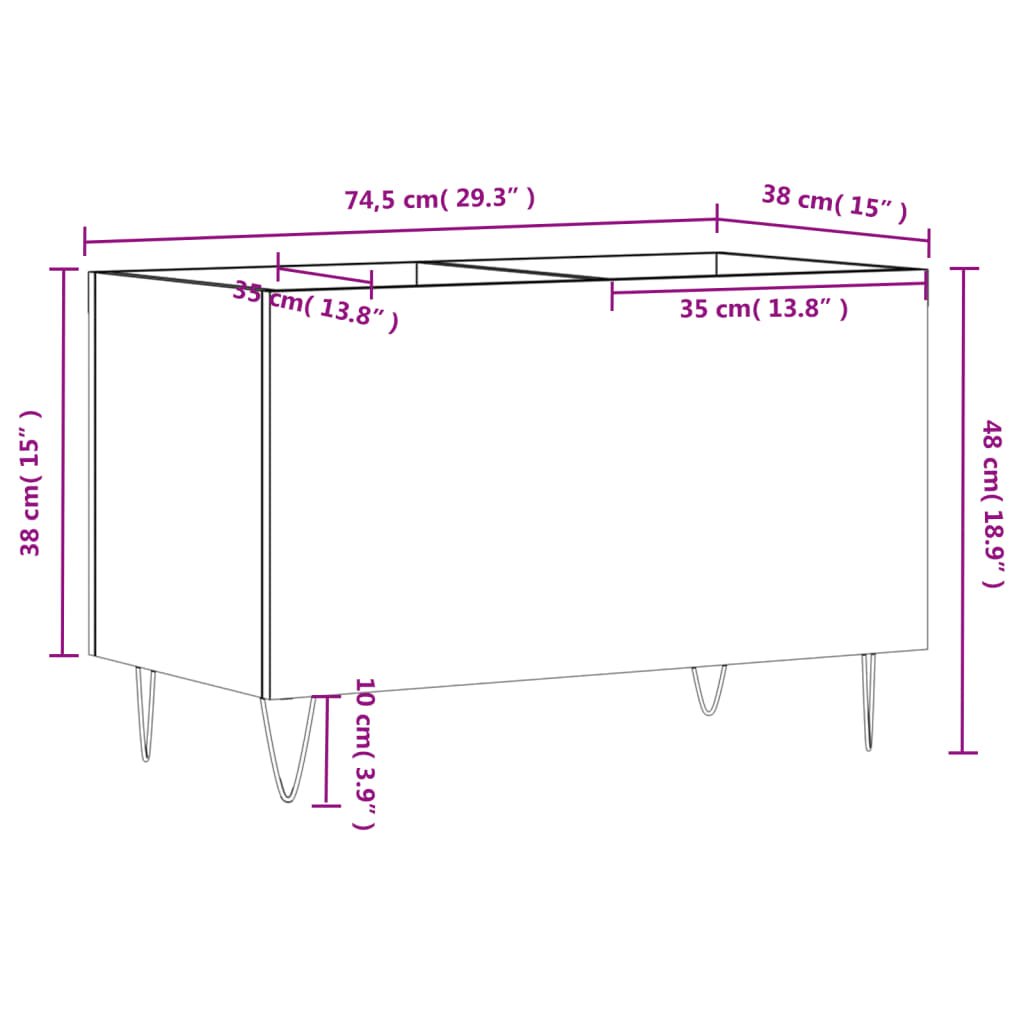 Skříňka Na Lp Desky Betonově Šedá 74,5X38X48Cm Kompozitní Dřevo