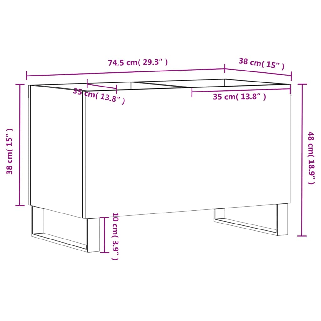 Skříňka Na Lp Desky Betonově Šedá 74,5X38X48Cm Kompozitní Dřevo
