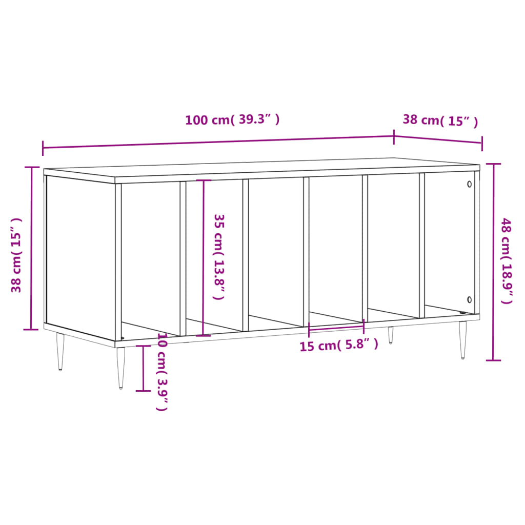 Skříňka Na Lp Desky Betonově Šedá 100X38X48 Cm Kompozitní Dřevo