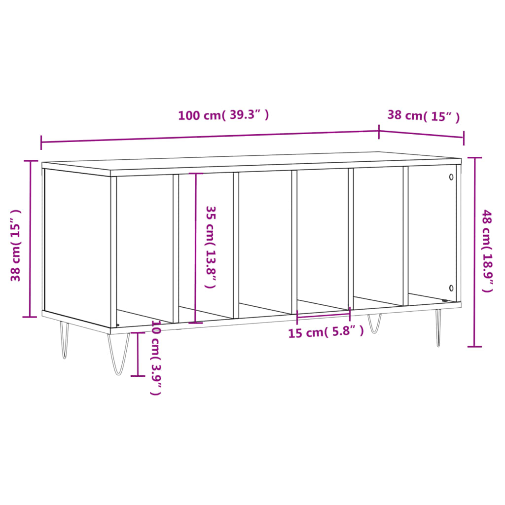 Skříňka Na Lp Desky Betonově Šedá 100X38X48 Cm Kompozitní Dřevo