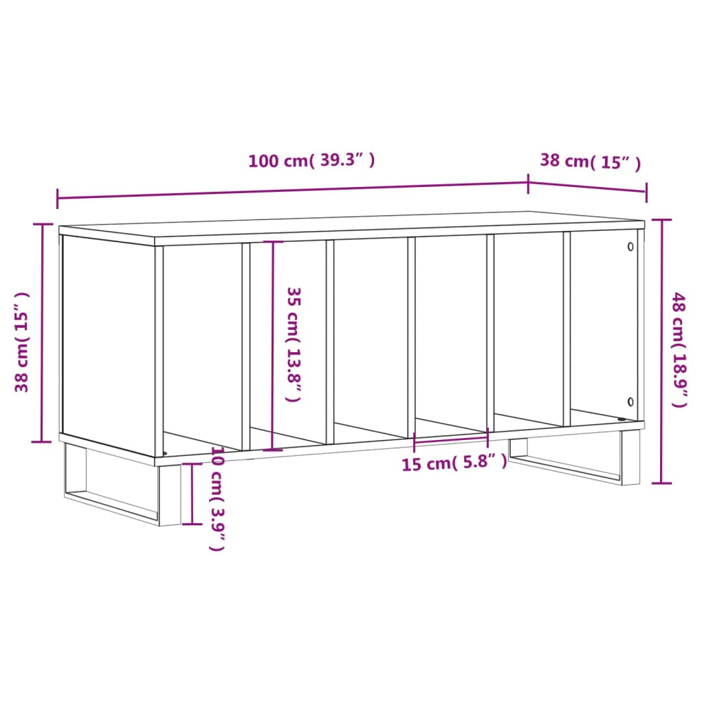 Skříňka Na Lp Desky Betonově Šedá 100X38X48 Cm Kompozitní Dřevo
