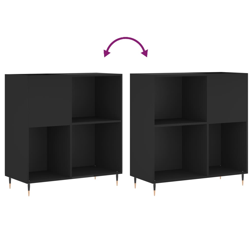 Skříňka Na Lp Desky Černá 84,5 X 38 X 89 Cm Kompozitní Dřevo