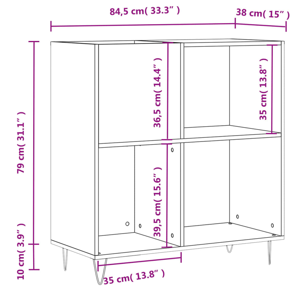Skříňka Na Lp Desky Betonově Šedá 84,5X38X89Cm Kompozitní Dřevo