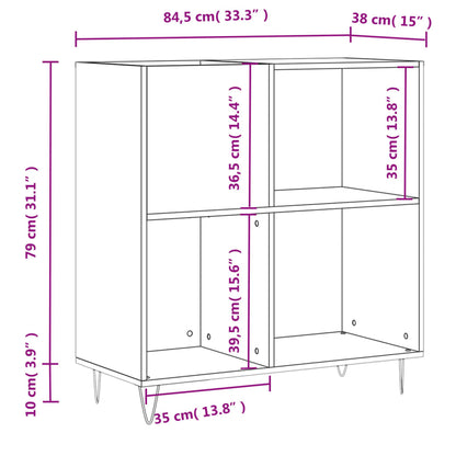 Skříňka Na Lp Desky Betonově Šedá 84,5X38X89Cm Kompozitní Dřevo