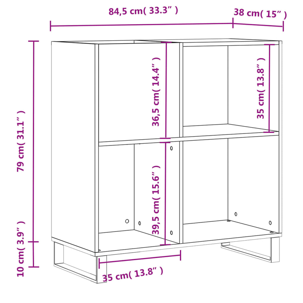 Skříňka Na Lp Desky Betonově Šedá 84,5X38X89Cm Kompozitní Dřevo