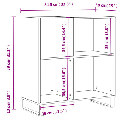 Skříňka Na Lp Desky Betonově Šedá 84,5X38X89Cm Kompozitní Dřevo