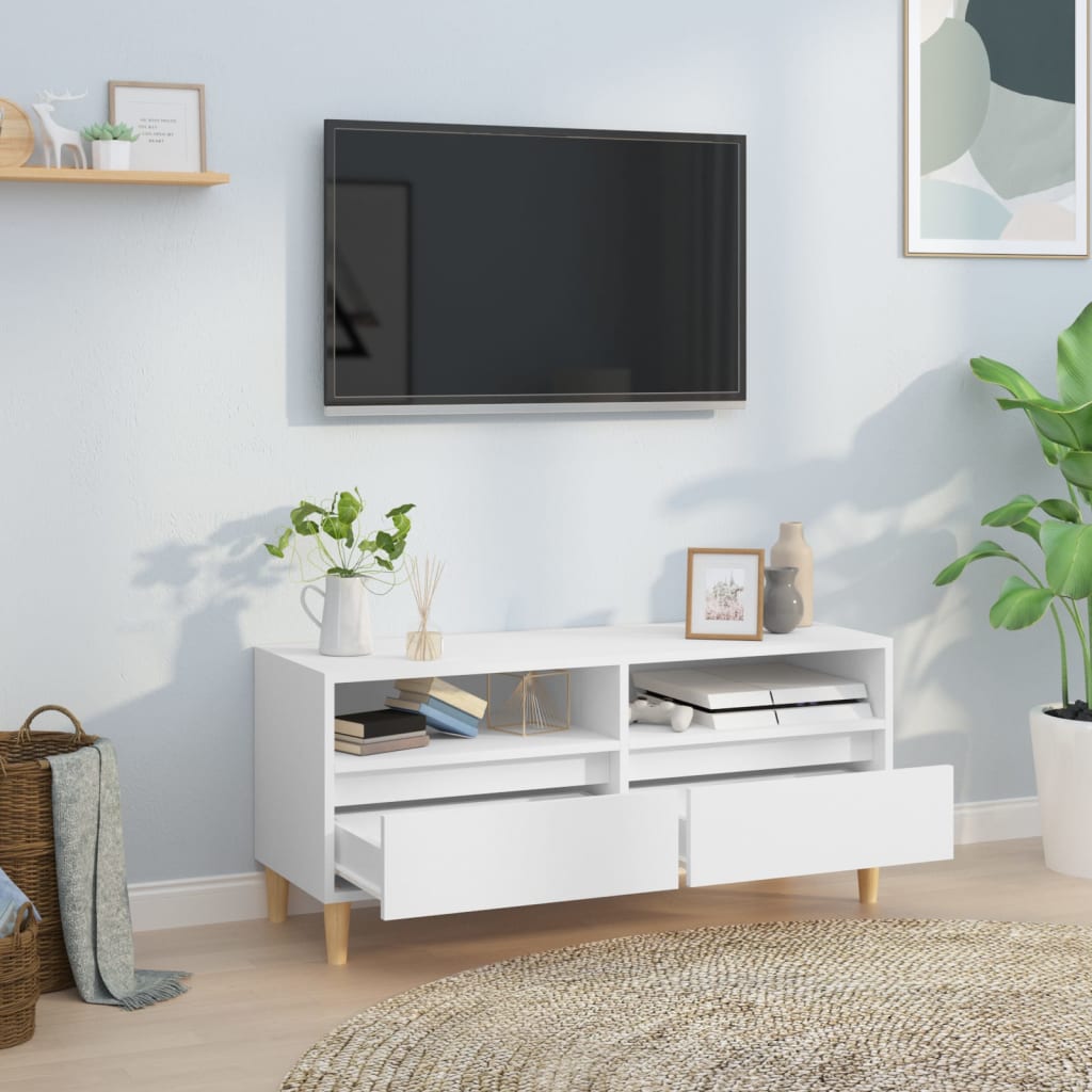 Tv Skříňka Bílá 100 X 34,5 X 44,5 Cm Kompozitní Dřevo