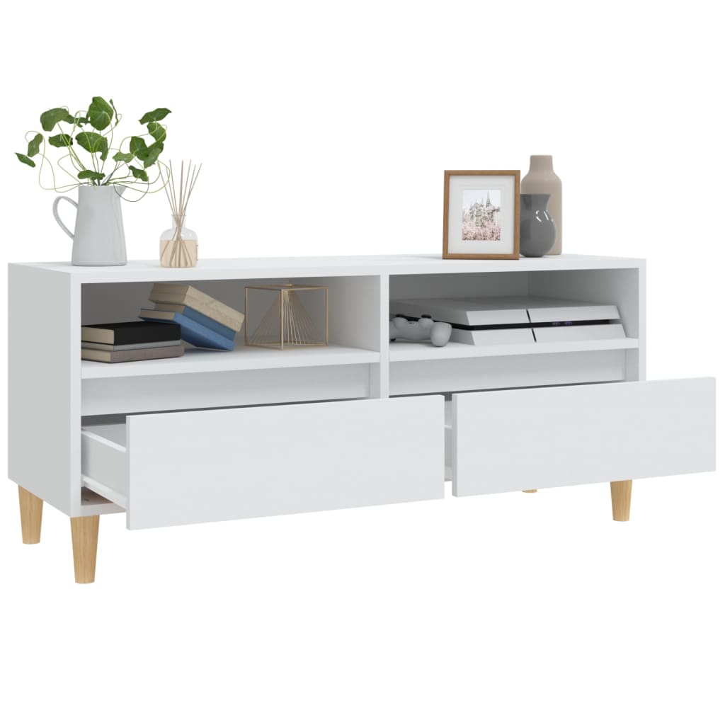 Tv Skříňka Bílá 100 X 34,5 X 44,5 Cm Kompozitní Dřevo