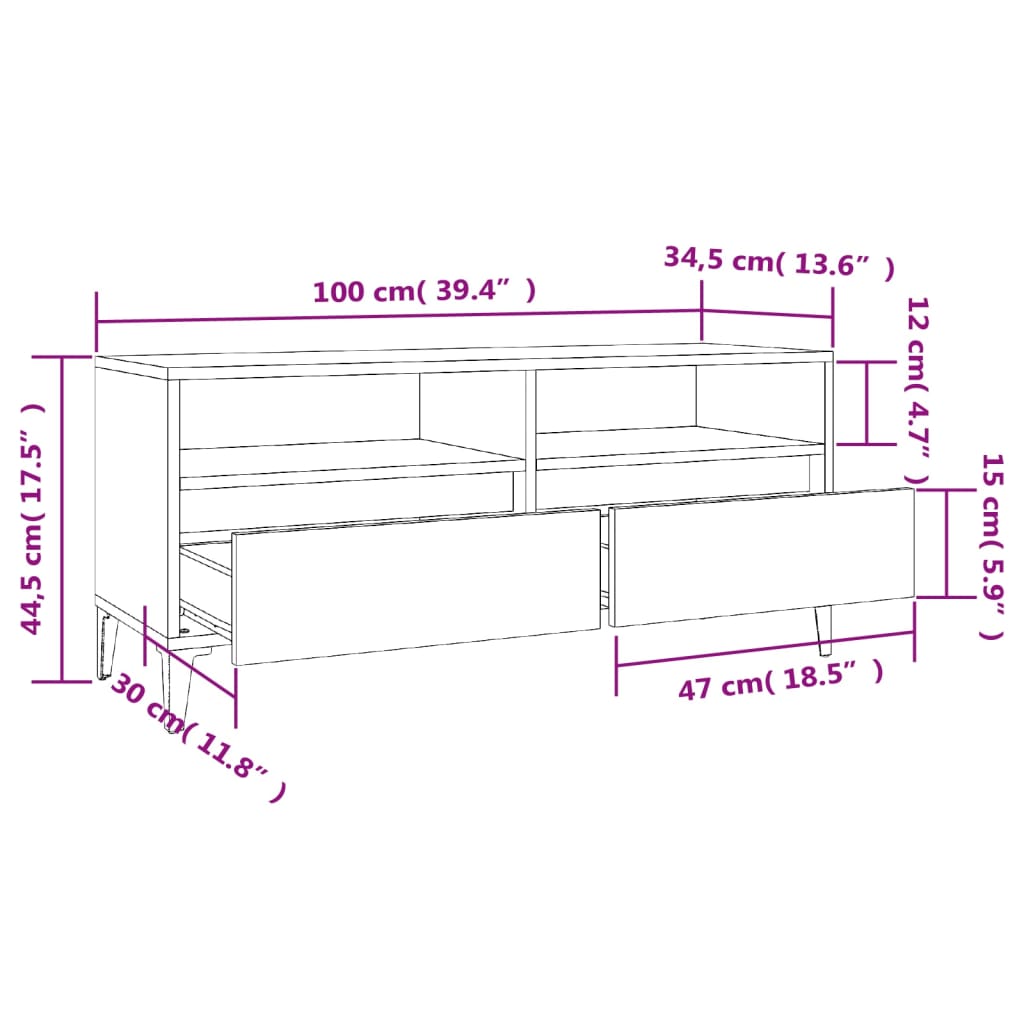Tv Skříňka Bílá Vysoký Lesk 100X34,5X44,5 Cm Kompozitní Dřevo Bílá S Vysokým Leskem