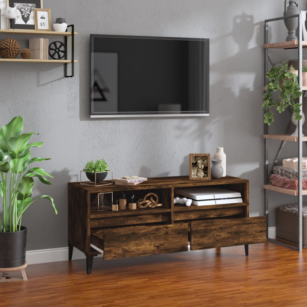 Tv Skříňka 100 X 34,5 X 44,5 Cm Kompozitní Dřevo Kouřový Dub