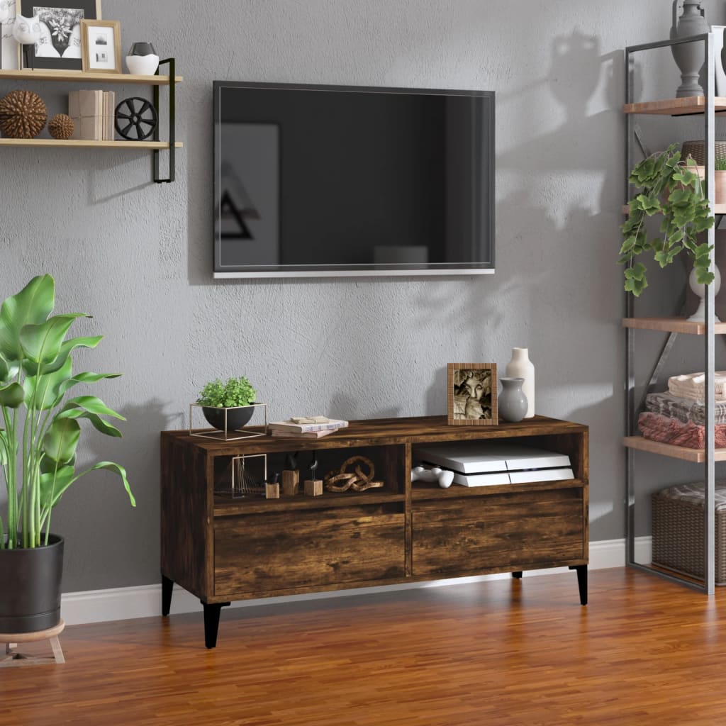 Tv Skříňka 100 X 34,5 X 44,5 Cm Kompozitní Dřevo Kouřový Dub