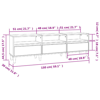 Tv Skříňka 150 X 30 X 44,5 Cm Kompozitní Dřevo Bílá