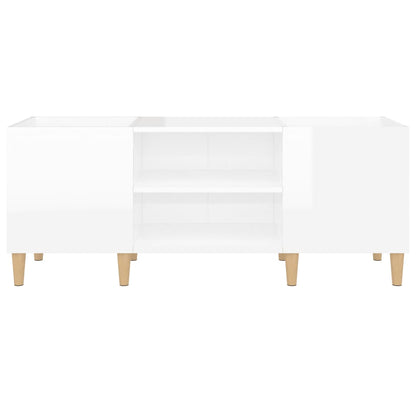 Skříňka Na Lp Desky Lesklá Bílá 121X38X48 Cm Kompozitní Dřevo