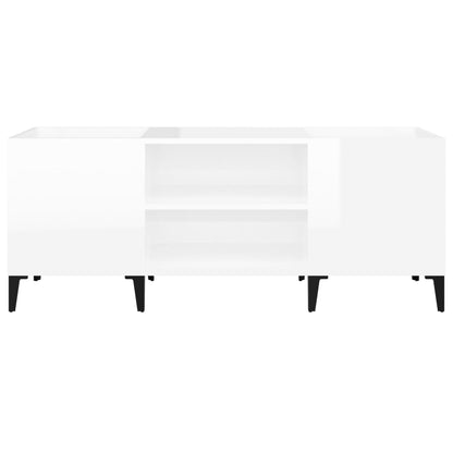 Skříňka Na Lp Desky Lesklá Bílá 121X38X48 Cm Kompozitní Dřevo