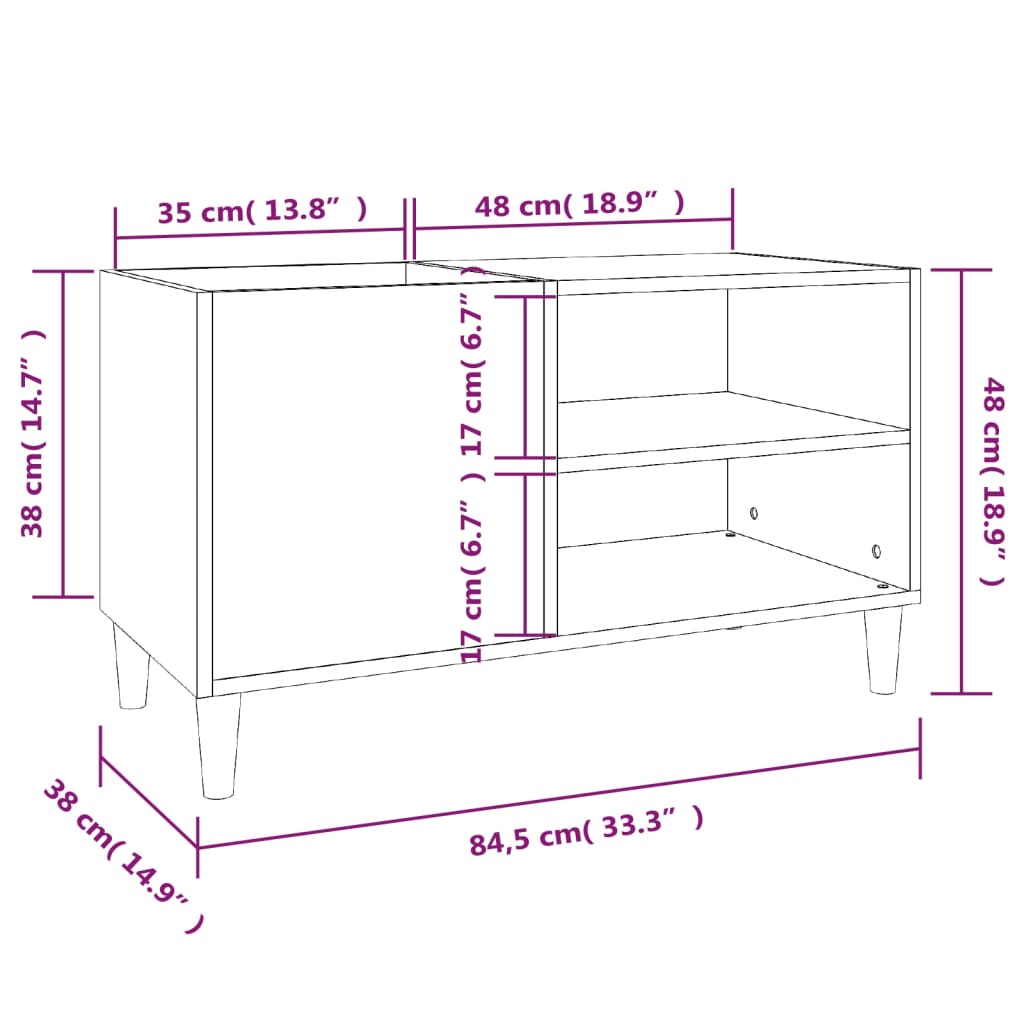Skříňka Na Lp Desky Hnědý Dub 84,5X38X48 Cm Kompozitní Dřevo