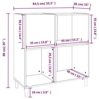 Skříňka Na Lp Desky Černá 84,5 X 38 X 89 Cm Kompozitní Dřevo