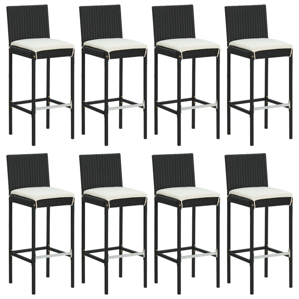 9Dílný Zahradní Barový Set S Poduškami Černý Polyratan