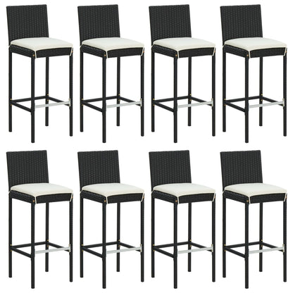 9Dílný Zahradní Barový Set S Poduškami Černý Polyratan