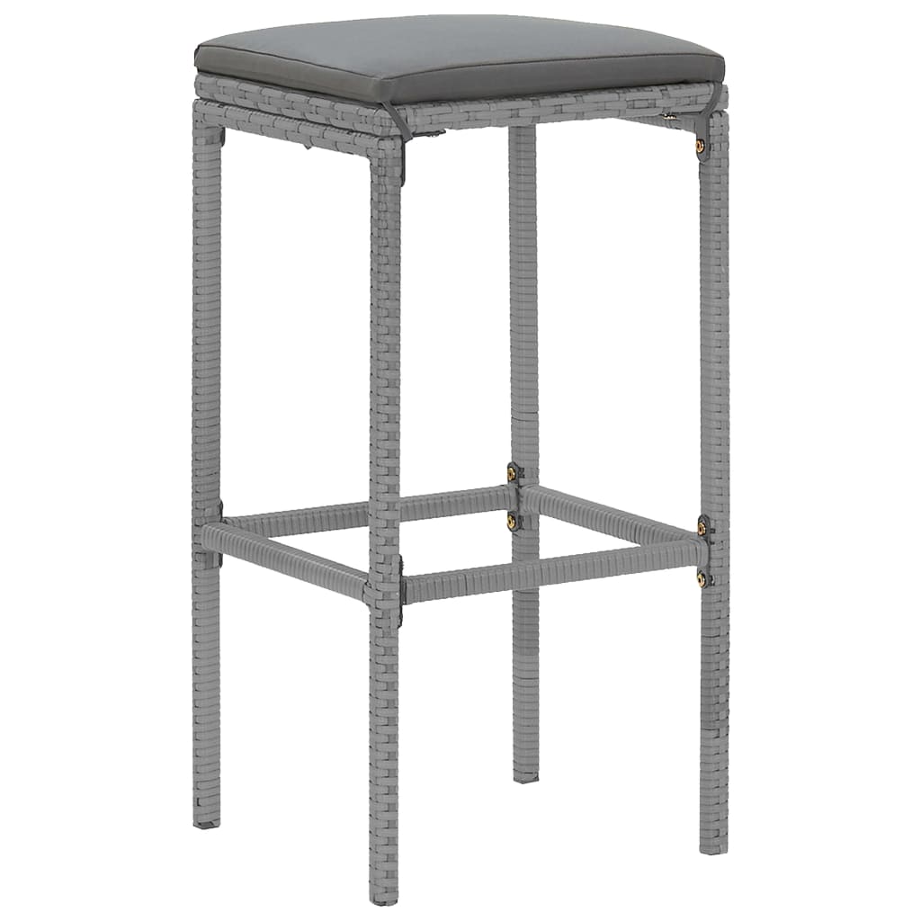 5Dílný Zahradní Barový Set S Poduškami Šedý Polyratan