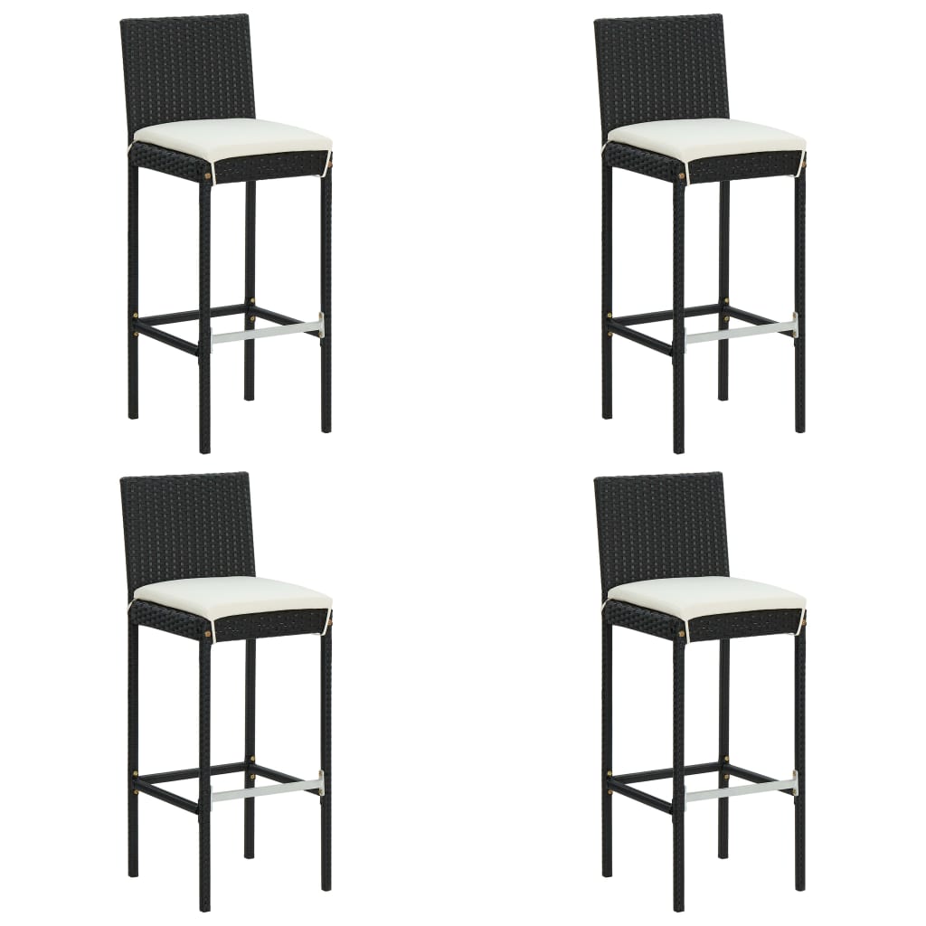 5Dílný Zahradní Barový Set S Poduškami Černý Polyratan