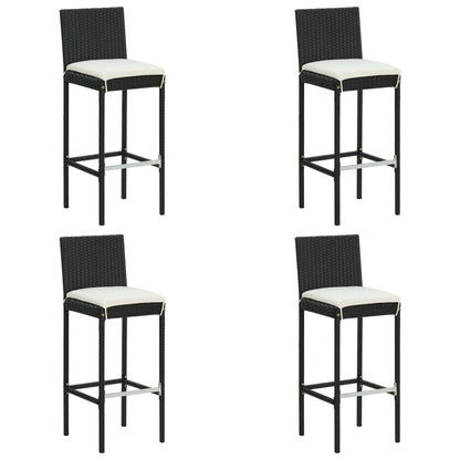 5Dílný Zahradní Barový Set S Poduškami Černý Polyratan