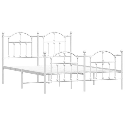 Kovový Rám Postele S Hlavovým A Nožním Čelem Bílý 150 X 200 Cm