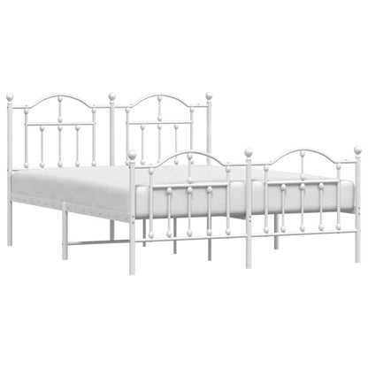 Kovový Rám Postele S Hlavovým A Nožním Čelem Bílý 150 X 200 Cm