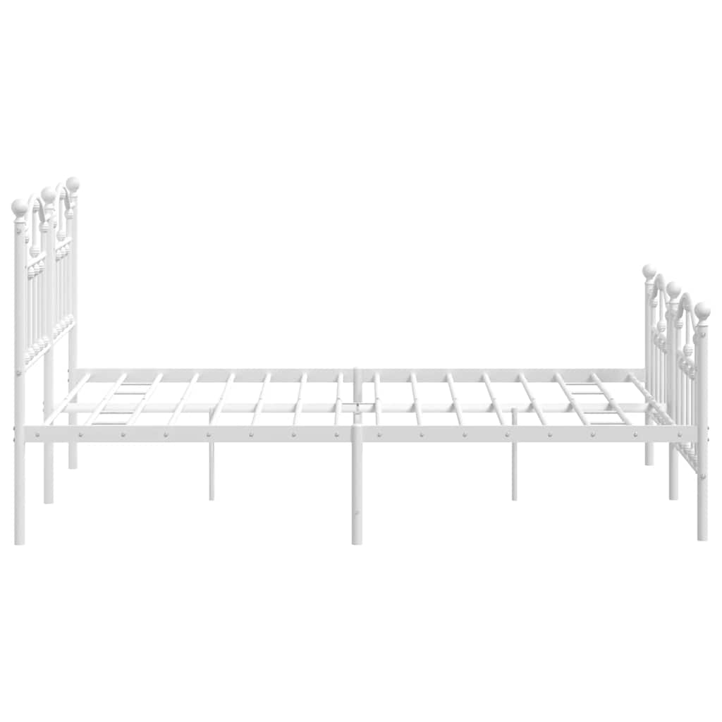 Kovový Rám Postele S Hlavovým A Nožním Čelem Bílý 150 X 200 Cm