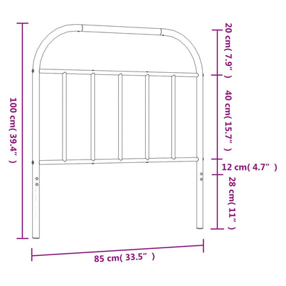 Kovové Náhradní Čelo Postele Černé 80 Cm