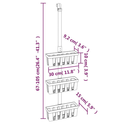 Závěsná Police Do Sprchy 30 X 15 × (67–105) Cm Hliník