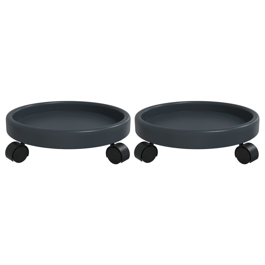 Vozíky Na Rostliny Na Kolečkách 2 Ks Šedé Průměr 34 Cm 35 Kg Černá
