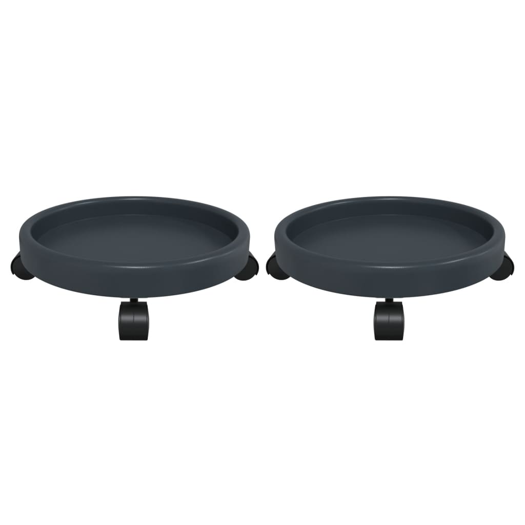 Vozíky Na Rostliny Na Kolečkách 2 Ks Šedé Průměr 34 Cm 35 Kg Černá
