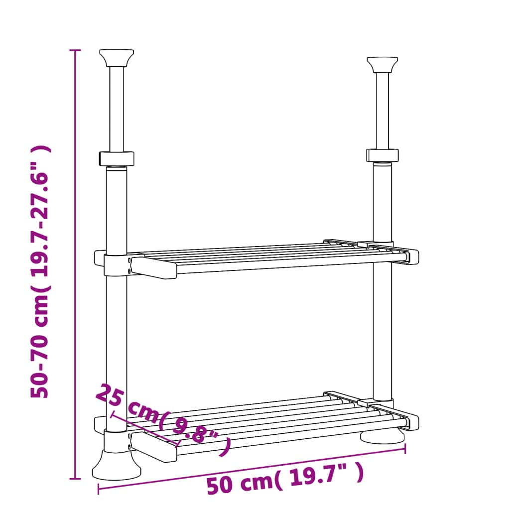 Kuchyňský Regál 50 X 25 X (50–70) Cm Hliník