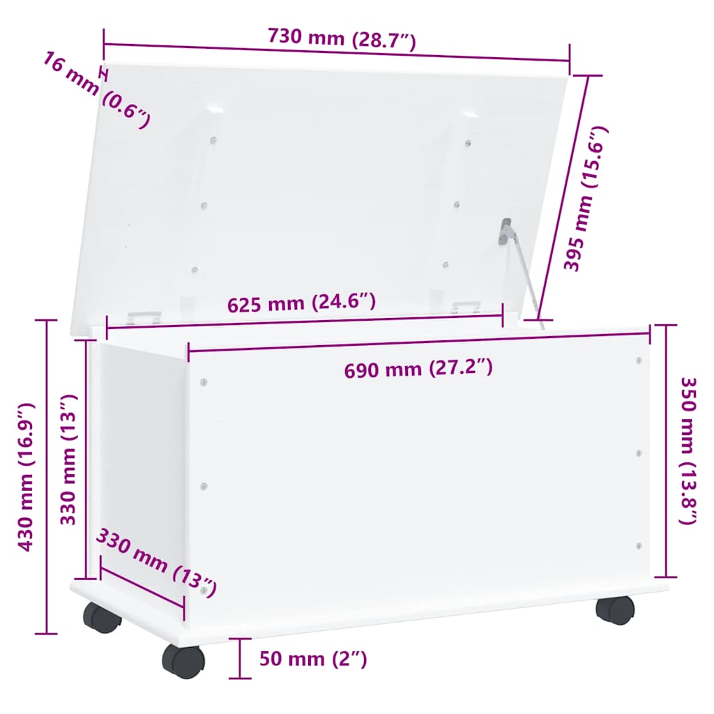 Úložný Truhla Na Kolečkách Alta 73X39,5X43 Cm Borové Dřevo