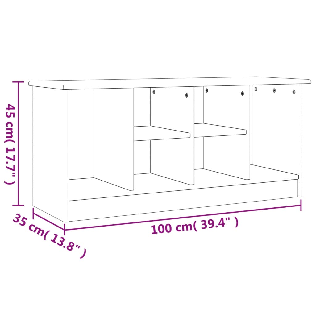 Lavice S Botníkem Alta 100X35X45 Cm Masivní Borové Dřevo