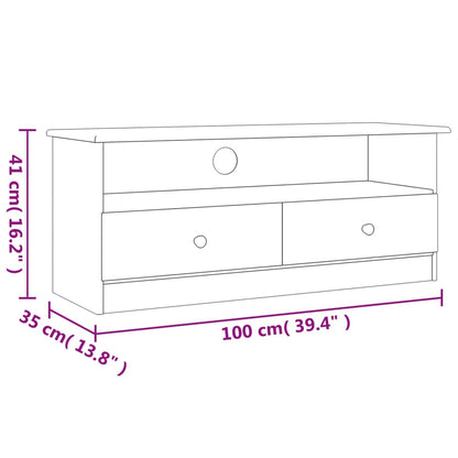 Tv Skříňka Se Zásuvkami Alta 100X35X41 Cm Masivní Borovice