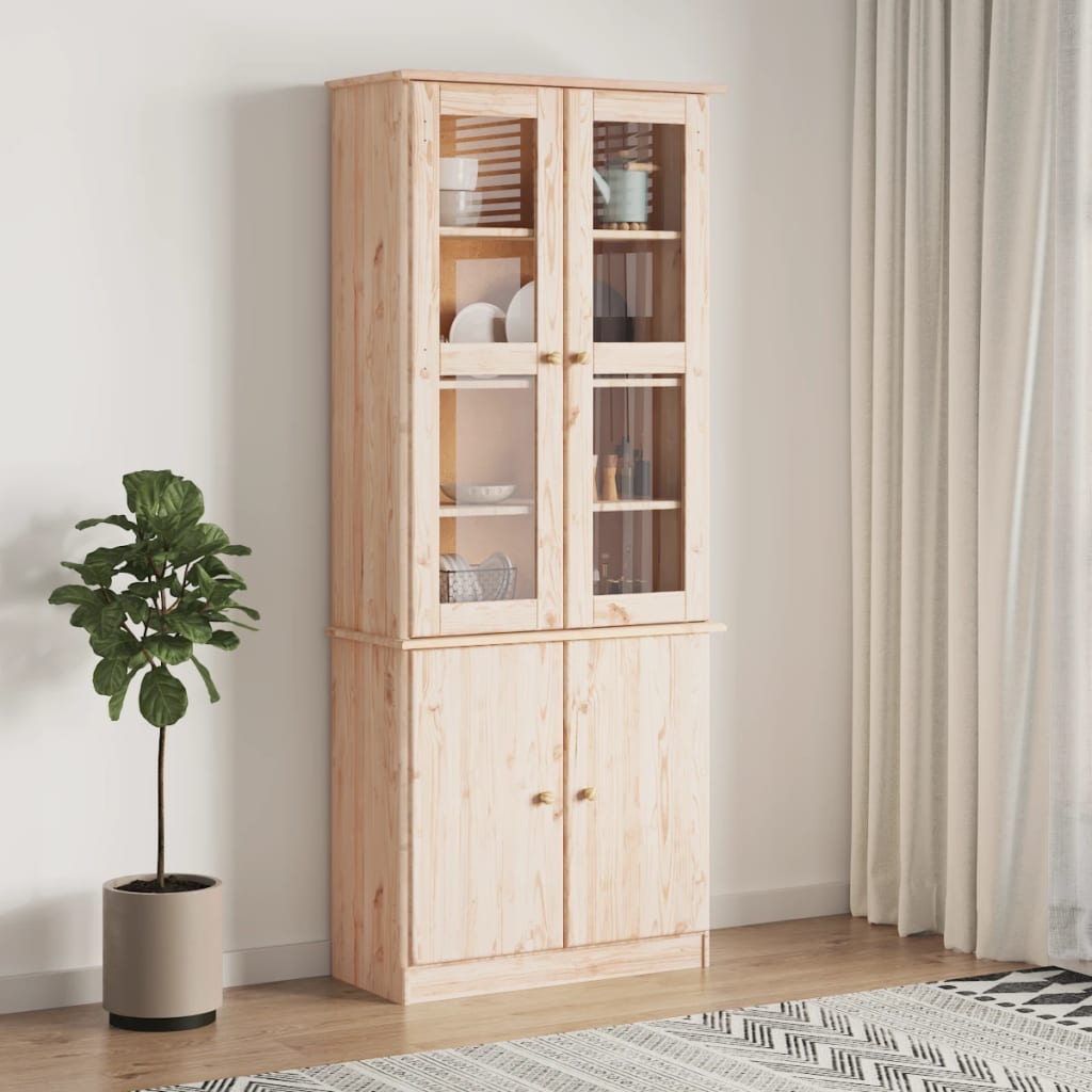 Prosklená Vitrína Alta 77 X 35 X 186,5 Cm Masivní Borové Dřevo