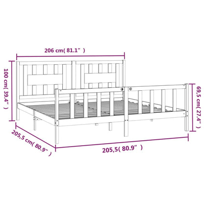 Rám Postele S Čelem Černý Masivní Borové Dřevo 200 X 200 Cm