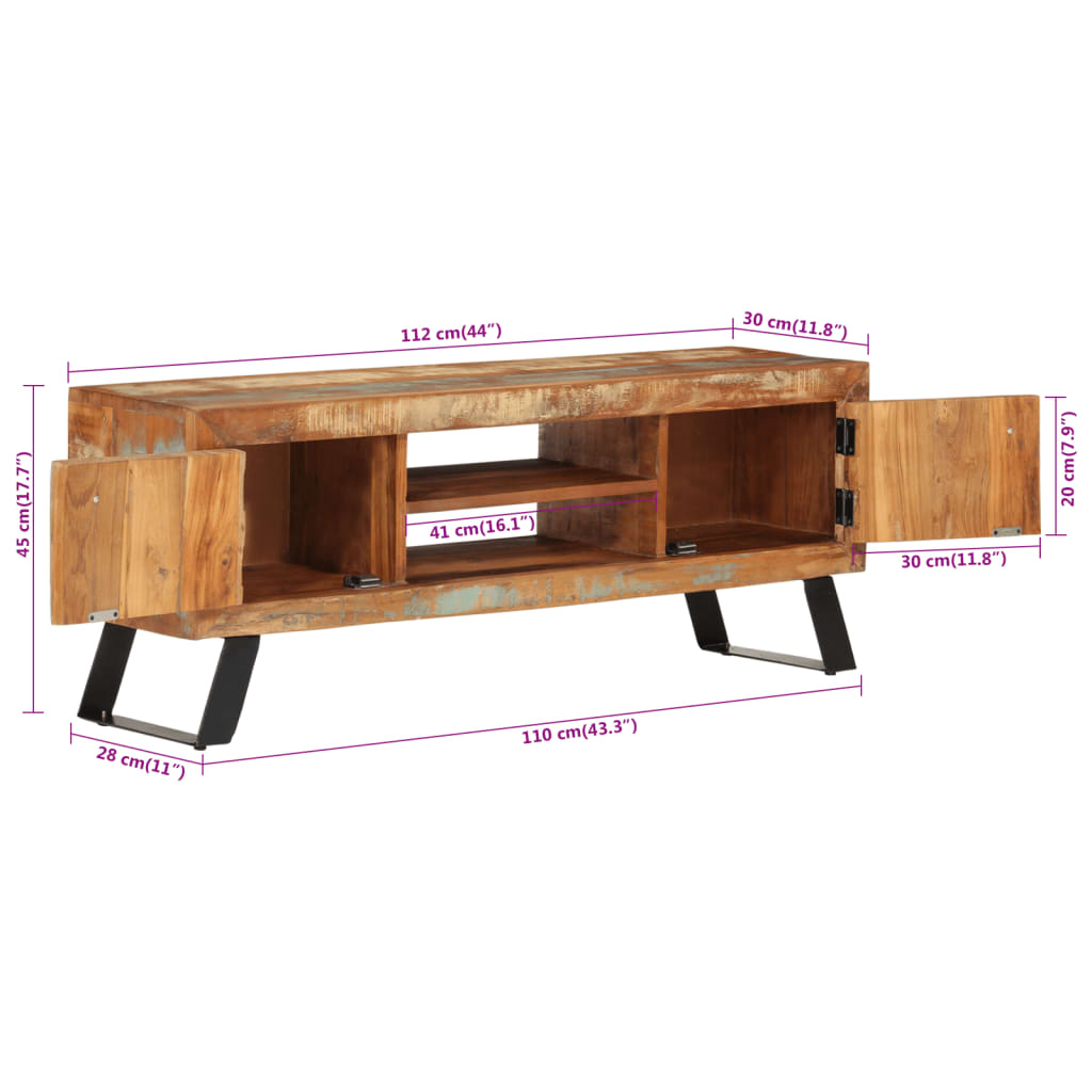 Tv Skříňka 112 X 30 X Masivní Recyklované Dřevo