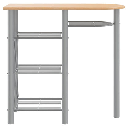 3Dílný Barový Set Šedý A Hnědý Kompozitní Dřevo A Železo