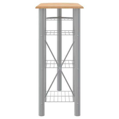 3Dílný Barový Set Šedý A Hnědý Kompozitní Dřevo A Železo